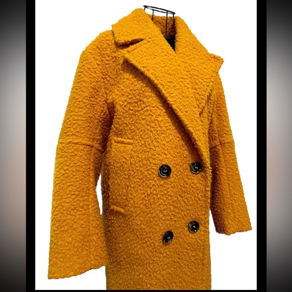 Topshop Boucle Button Front Cost. Mustard. Size 2. NWOT - Picture 6 of 12